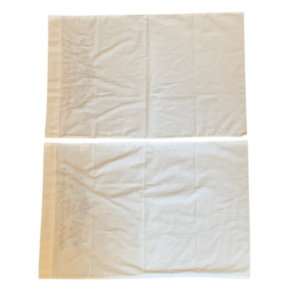 His & Hers Embroidered Queen Size Pillowcases Pair White Cotton Poly Blend - Picture 6 of 7